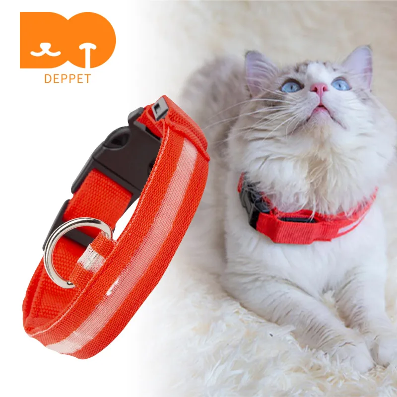 Светодиодный ошейник Deppet нейлоновый для кошек и собак регулируемый щенков