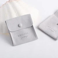 wholesale 8x6cm gray small custom logo earrings ring necklace microfiber jewelry gift packaging bag envelope jewellery pouches