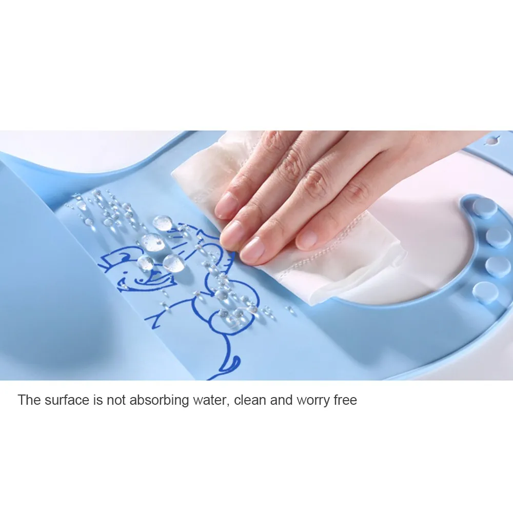 

Waterproof Silicone Baby Bibs Baby Kid Adjustable Cartoon Elephant Saliva Towel Feeding Apron Accessories Newborn Burp Cloths