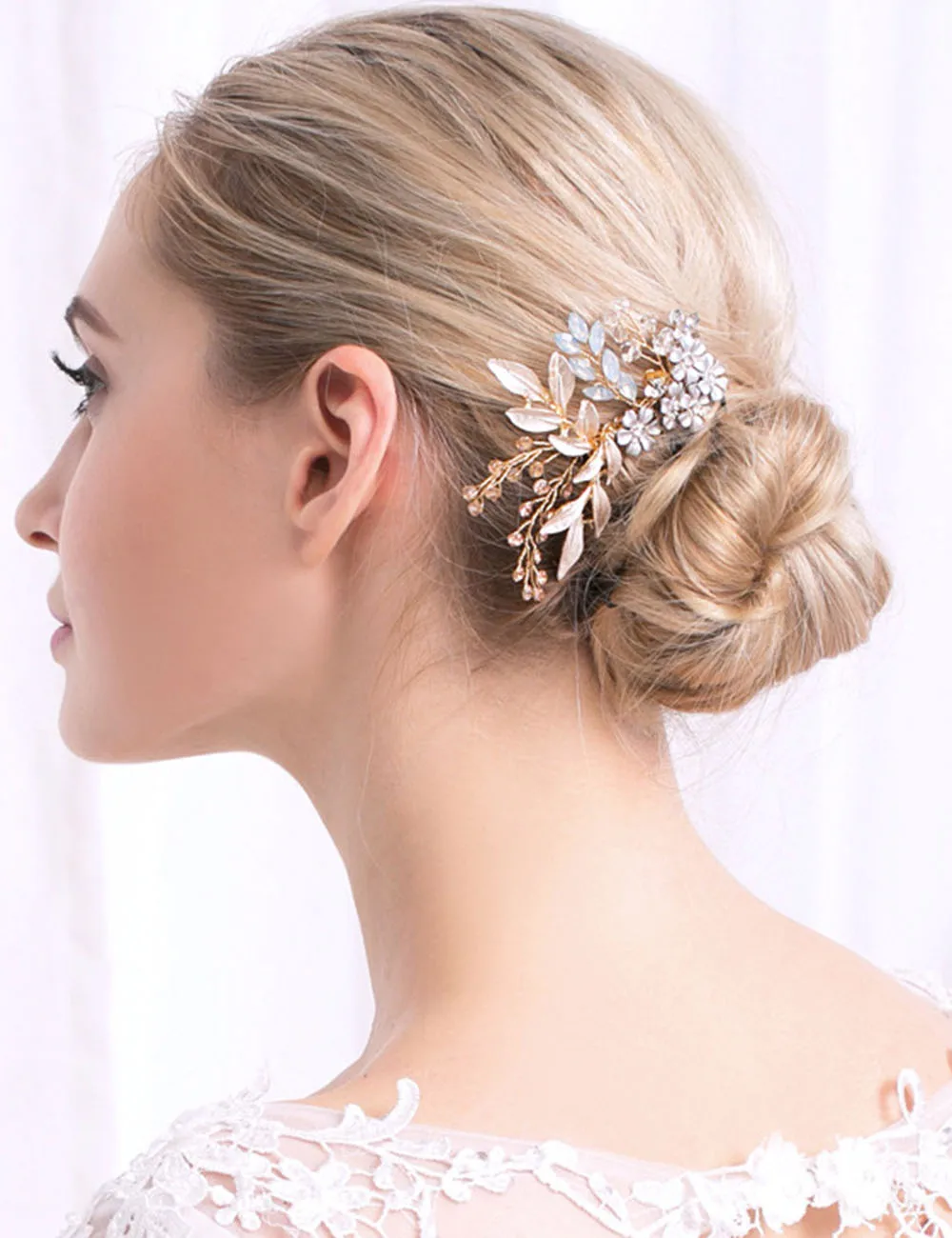 Стразы золотого цвета с кристаллом и опалом свадебная расческа для волос женские