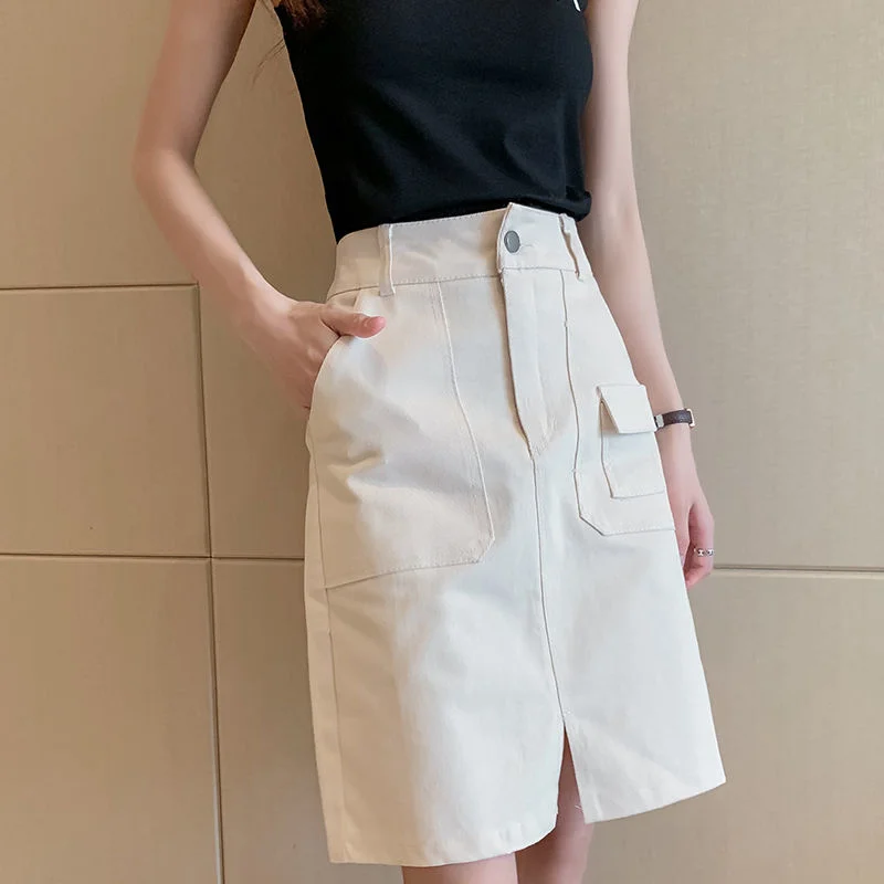 

Skirts Women Denim Summer Hot Sale Mini Trendy High Waist Solid Simple Asymmetrical Preppy Style Harajuku Popular Cozy Ins
