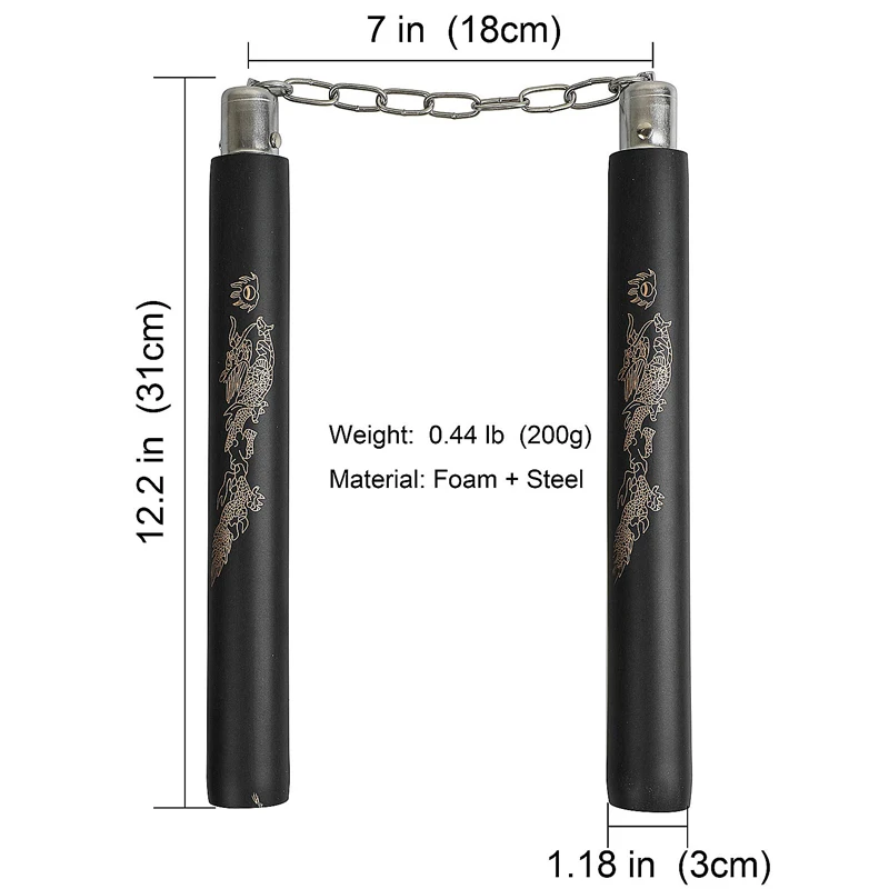 Поролоновая губка Nunchaku для боевых искусств металлическая безопасная с рисунком