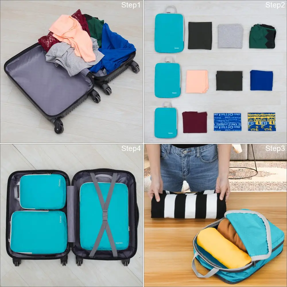 Gonex 3 шт./компл. дорожная сумка для хранения Чемодан Органайзер подвесной Ziplock Костюмы компрессионная упаковочная коробка для подарка любимому