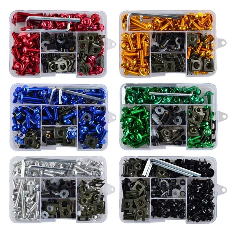 

For 177PCS Motorcycle Fairing Bolt Bumpers Windscreen Windshield Panel Bolts Kit Fastener Clips Screw Screw Fastener Motorbike