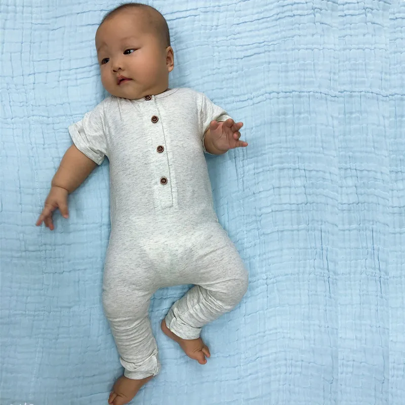 Для маленьких мальчиков и девочек Однотонный Детский комбинезон для