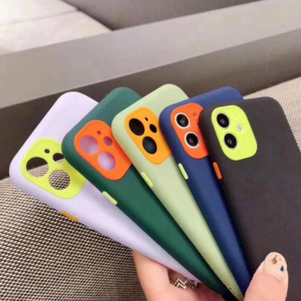 Soft Simple Fashion Silicone Phone Case For Apple iPhone 8 7 6 6S Plus X XR XS 11 pro MAX SE 2020 Jelly Contrast Color Cover | Мобильные