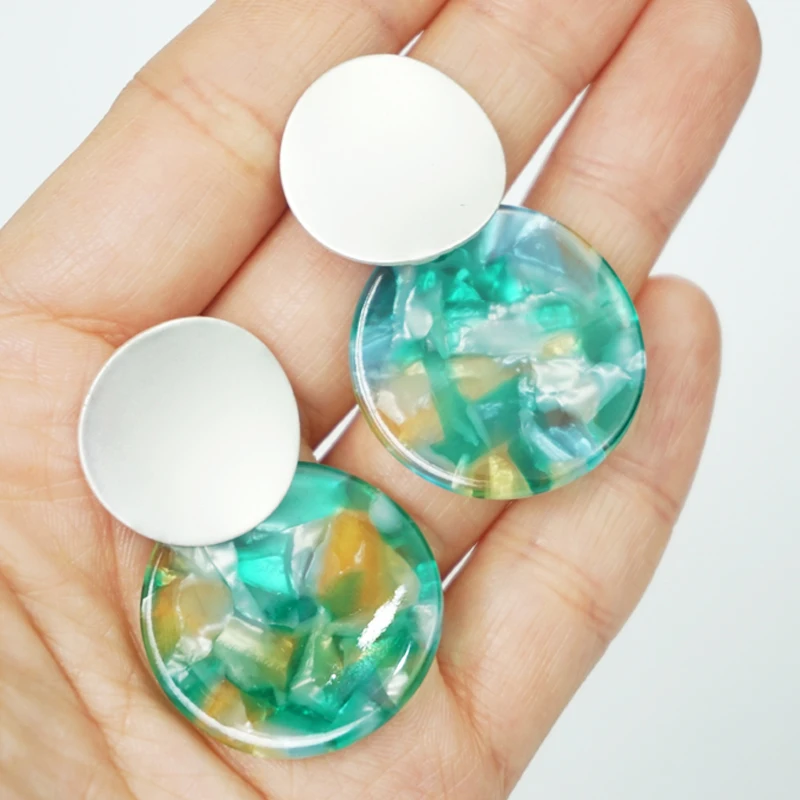 Женские леопардовые серьги Cpop круглые акриловые красного зеленого синего цвета с уксусной кислотой
