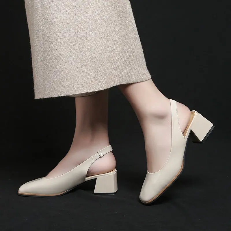 

2021 New Style Single Shoes Dress Shoes Mid-Heel Square Toe Fashion Sandals Casual Women's Shoes Wedding Shoes summer
