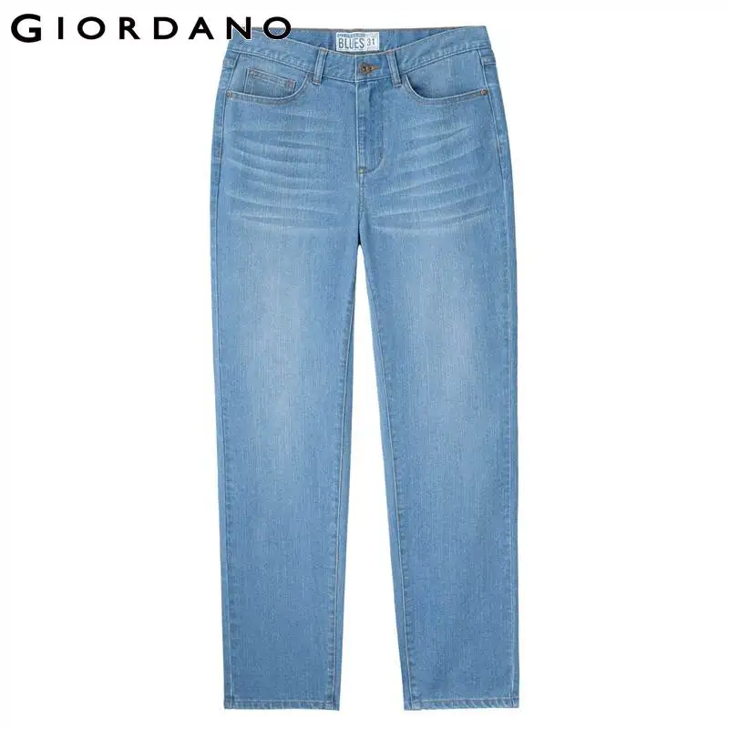 Giordano Men Jeans High-Tech Outcool Fabric Straight Demin Jeans Men Five Pocket Zip Fly Full Length Jeans Masculino 01111077