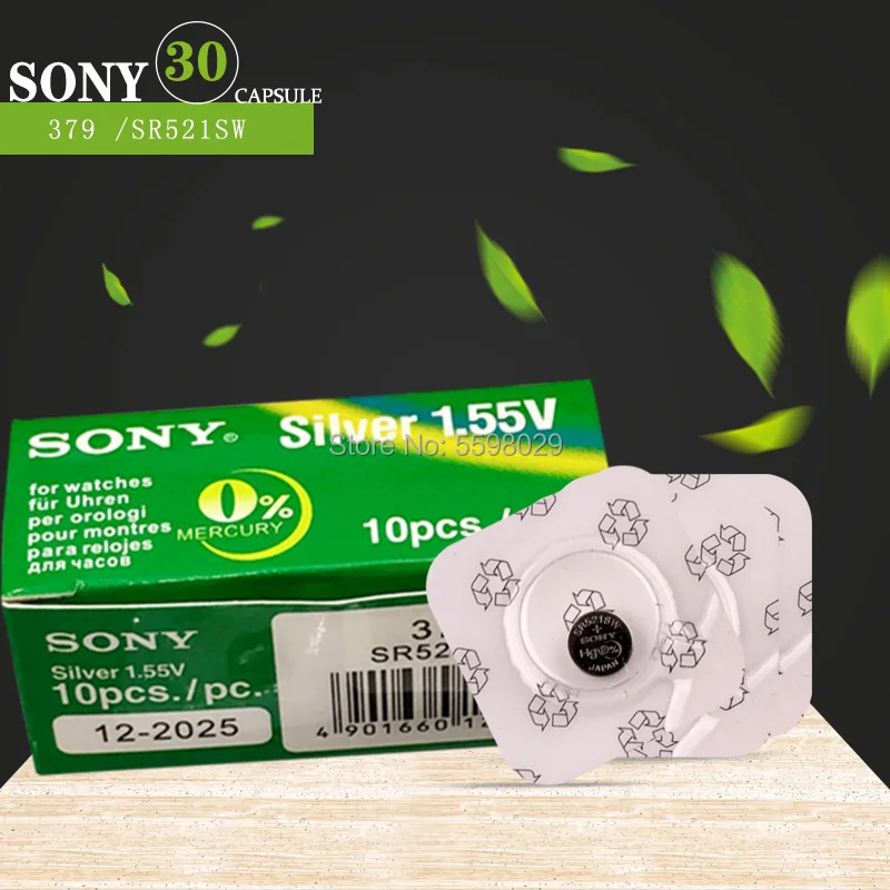 30 шт./лот новинка SONY Длительное Действие 379 SR521SW D379 SR63 V379 AG0 часы батарея кнопка