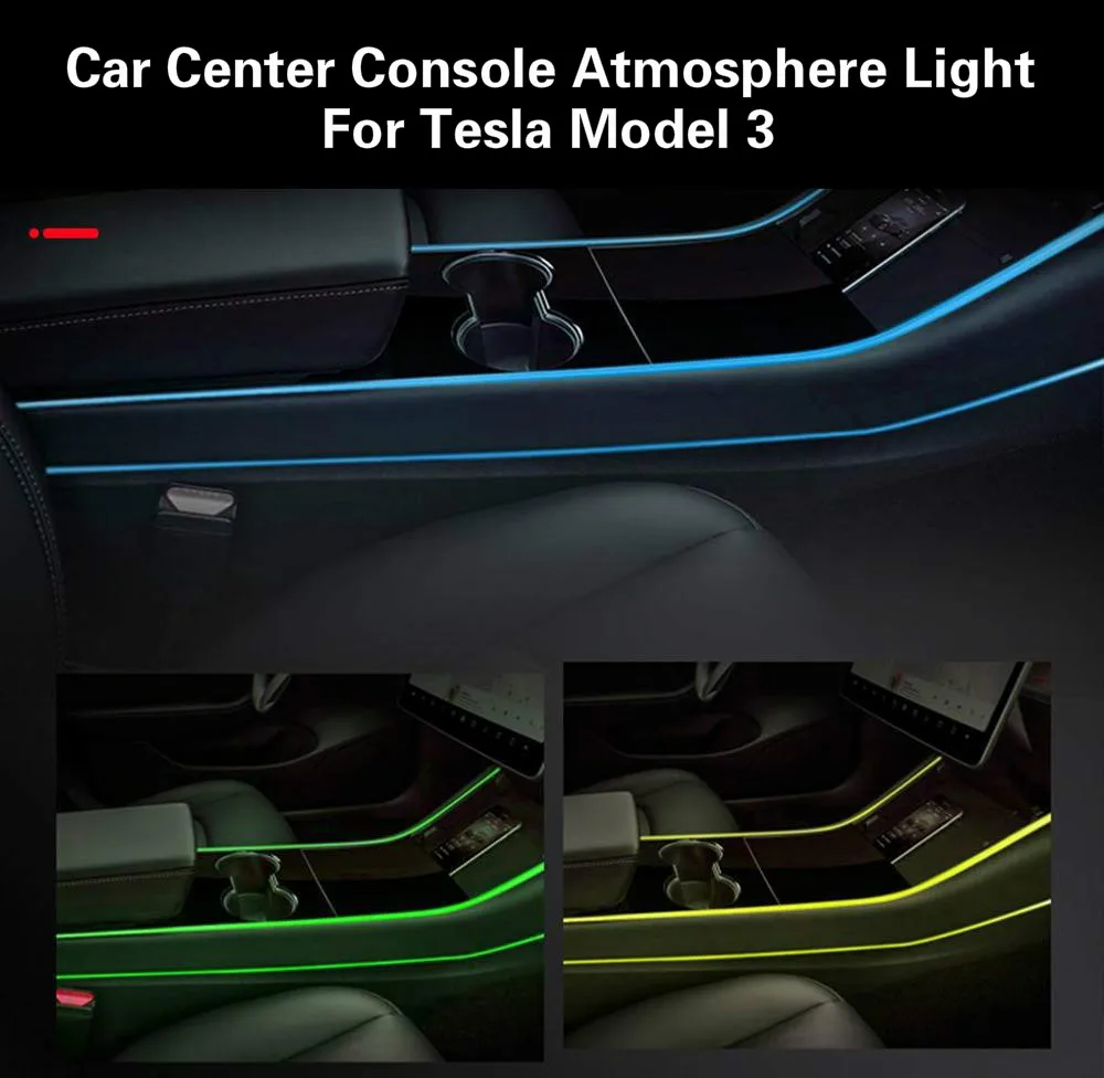 

BAFIRE Car Center Console Atmosphere LED Light Lamp For Tesla Model 3 Model Y Neon Light Tubes Multi Color Interior Accessories