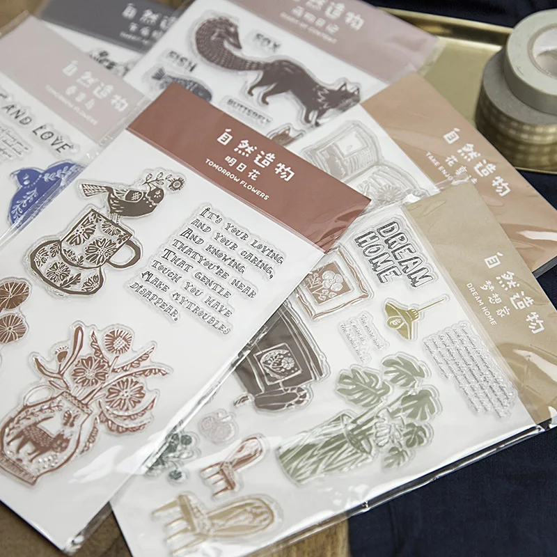 Винтажный цветок животных прозрачный силиконовый штамп для скрапбукинга Альбом