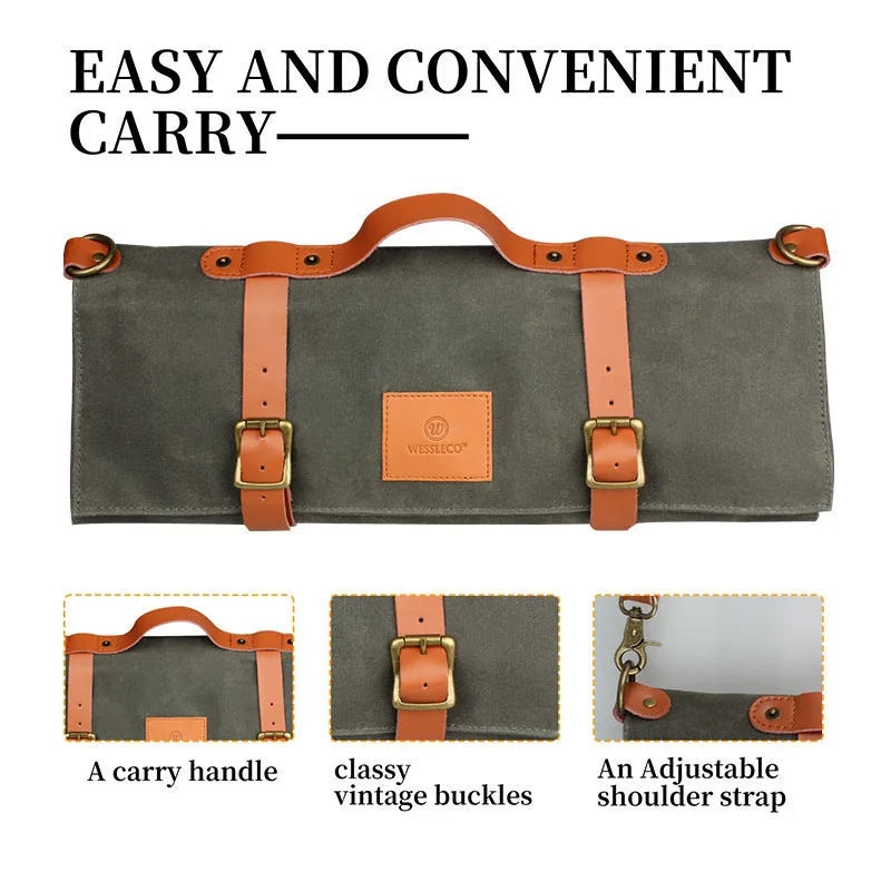 Chef Knife Bag Canvas Roll Carry Case Kitchen Cooking Portable Tools Storage with 11 Pockets | Дом и сад
