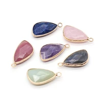natural stone rose quartzs lapis lazuli pendant oblique water drop stone pendant for female child jewelry gift size 14x26mm
