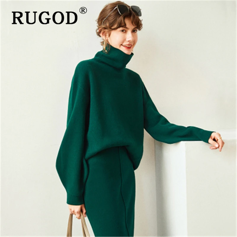 RUGOD осень-зима wamr вязанный женский свитер 2019 винтажный Однотонный с высоким