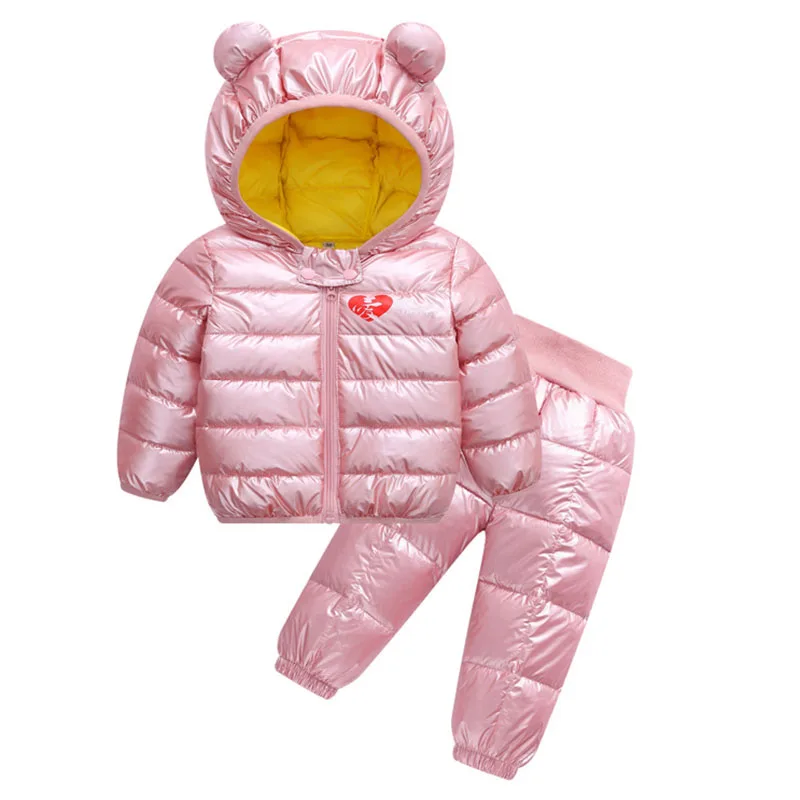 XS650-Pink Зимние комплекты одежды для детей; теплые куртки-пуховики; комплекты одежды; зимний комбинезон для маленьких девочек и мальчиков; пальто; жилет; штаны; пальто - Цвет: XS650-Pink