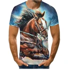 Новый летний животных 3D печатная Мужская футболка свободного кроя, овец и лошадей, футболка, детская одежда, наряд для родителей и ребенка одежда (100-6XL)