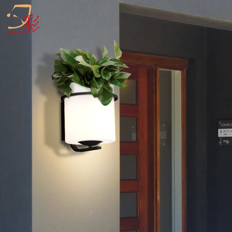 Светодиодный цветочный горшок настенная лампа креативный наружный двор