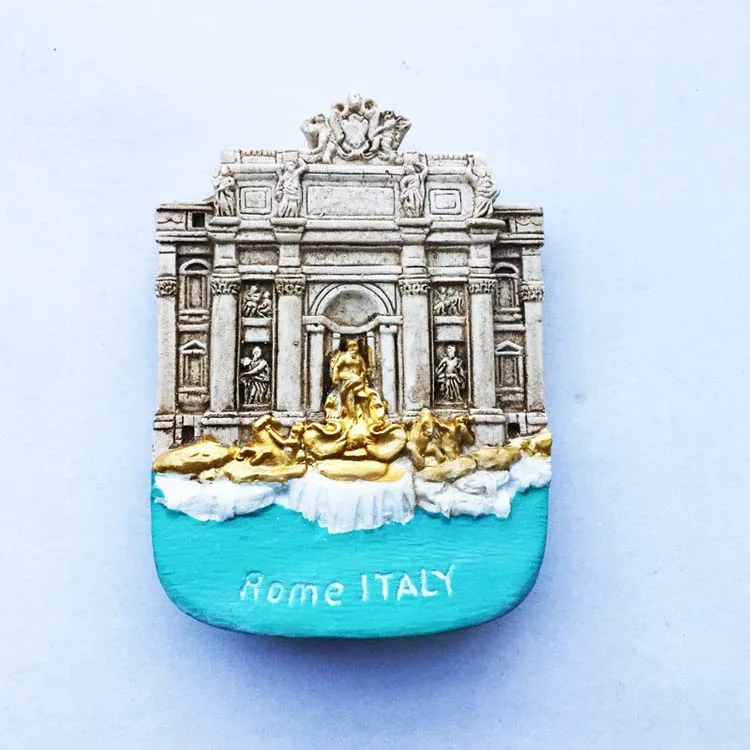 

QIQIPP Romantic land of Rome, Italy wish pool architectural tourism souvenirs tile refrigerator paste creative hand letter