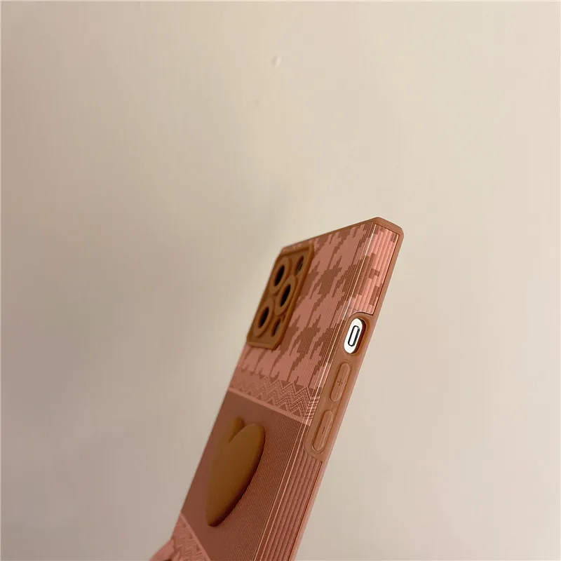 3D квадратный чехол для телефона с сердечками iphone 13 12 Pro MAX 11Pro XS XR X 7 8 Plus мягкая