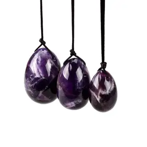 Просверленные яйца Yoni из натурального фантомного аметиста Кегеля шарики для женщин Кегеля упражнения подтяжки вагинальной мышцы Бена ва мяч