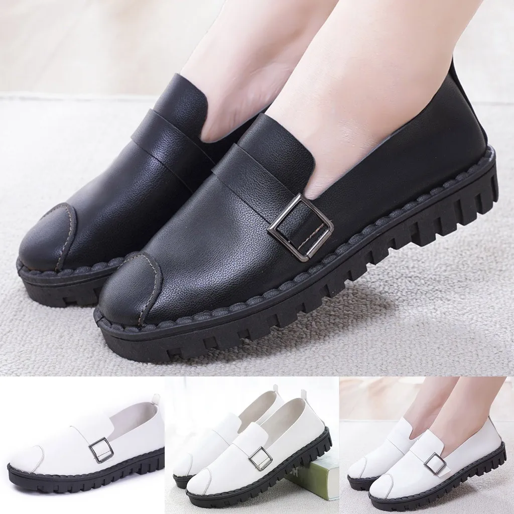

Shoes Woman Buckle Solid Sweet Casual Flat Bottom Low-heeled Shallow Slip-On Authentic Fashionable Shoes Woman Casual