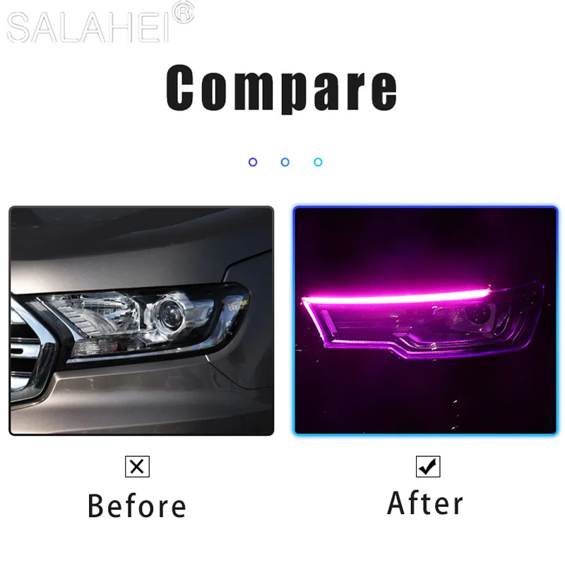 2 шт. светодиодный DRL Автомобильные фары дневного света светильник гибкий