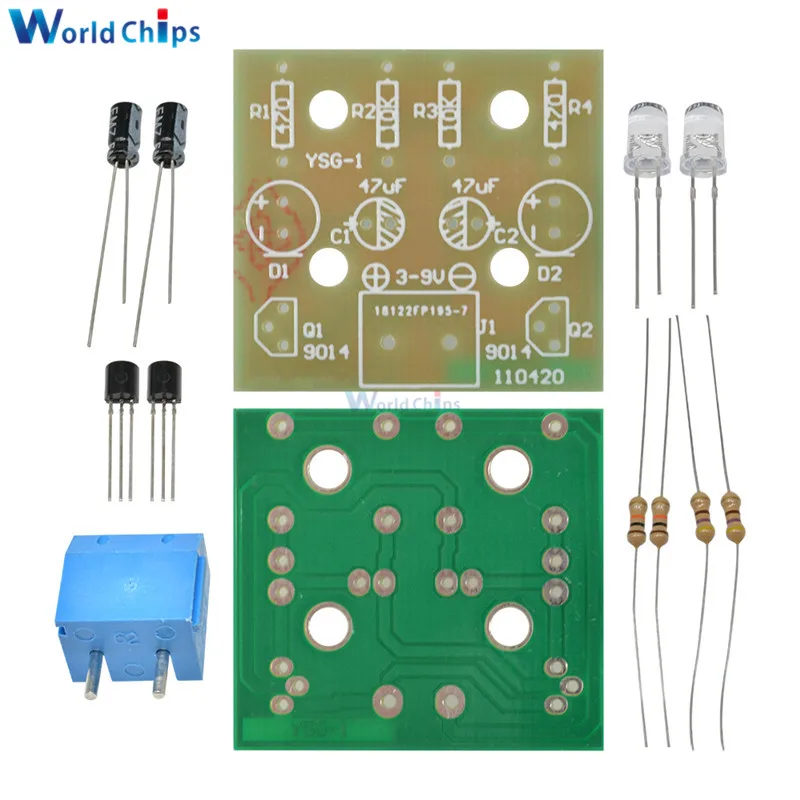 DIY Kit 5 мм светодиодный светильник с простой вспышкой простой мигающий светодиодный s монтажная плата наборы электронных деталей