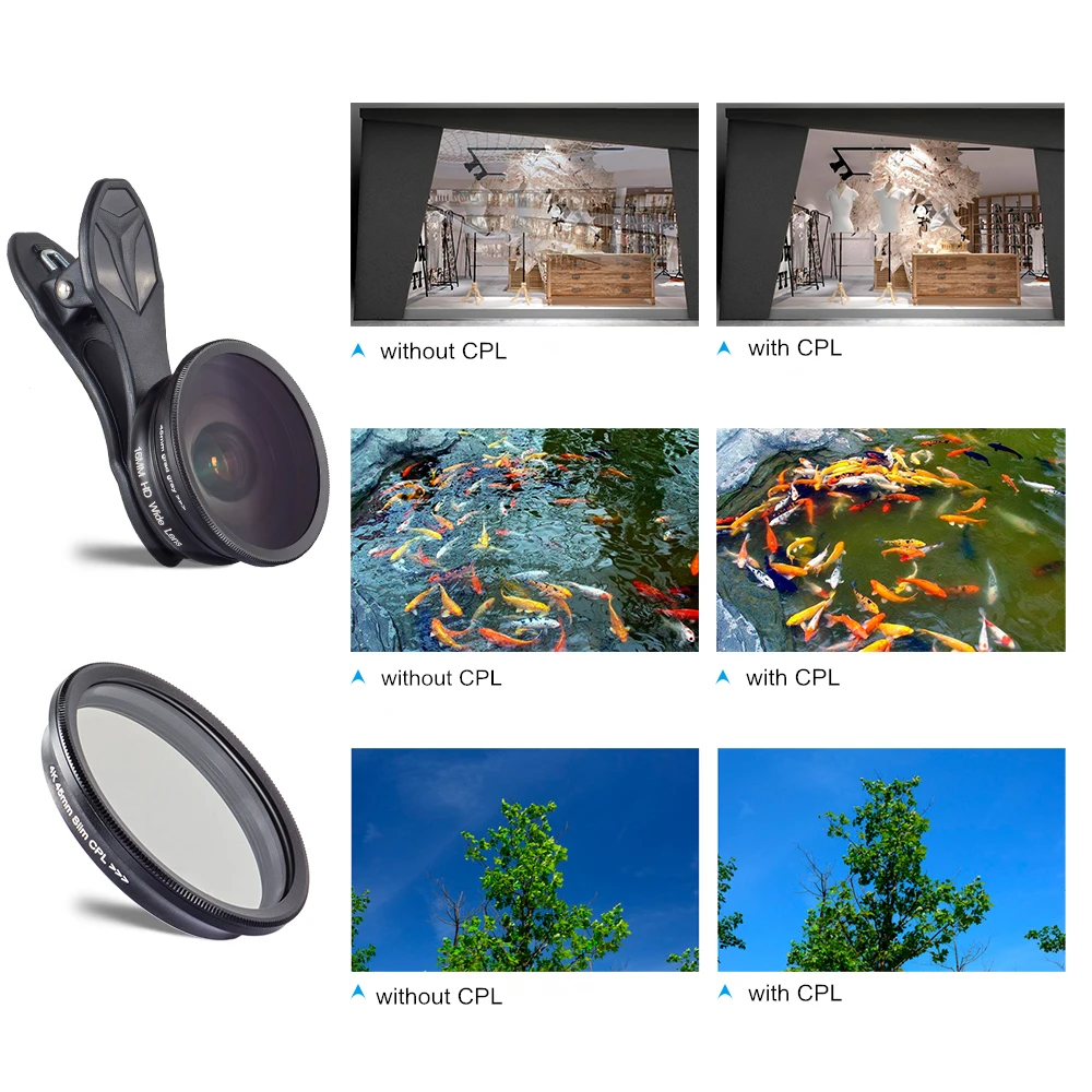 Профессиональный объектив Apexel HD для камеры телефона включает 0.6x широкоугольный