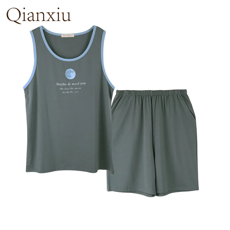 

Men's cross-belt vest shorts home furnishing clothing summer new products knitted bamboo fiber cotton pajamas