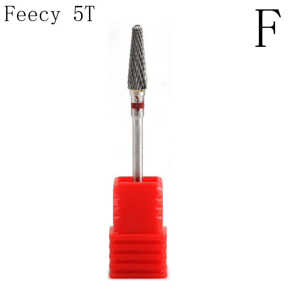 Feecy 5T F Ротационные вольфрамовые карбидные сверла для ногтей, Металлические фрезы для маникюра, кутикулы, Электрический Маникюрный сверлильный станок, аксессуары - Цвет: Feecy 5T F