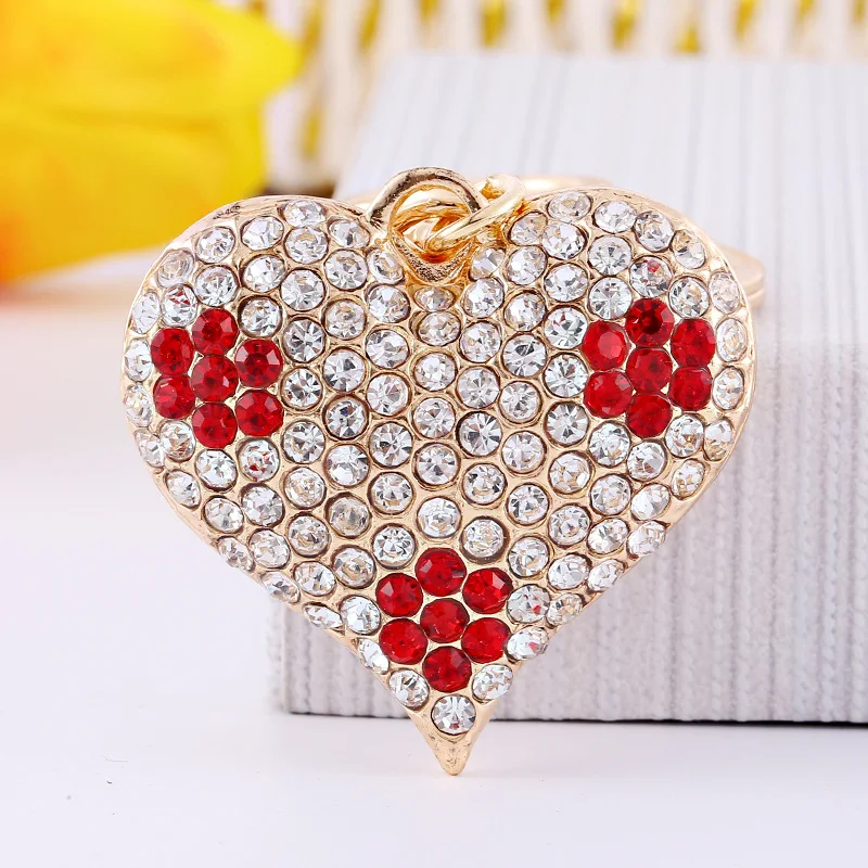 

New Fashion Metal Crystal Alloy Heart Keychain Plum Crown Keychain