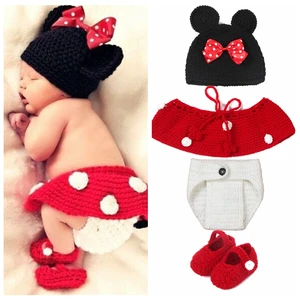 Набор одежды для маленьких девочек ручной работы, милый мультяшный вязаный шерстяной костюм для новорожденных, модные костюмы для косплея, фотореквизит