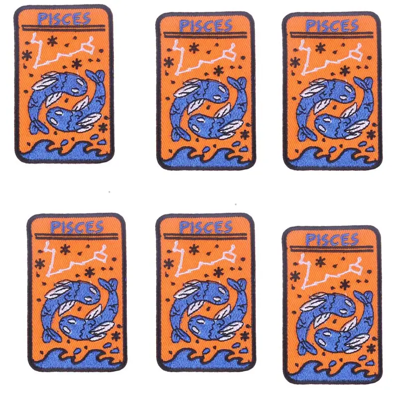 10 шт./компл. дешевые блестящие нашивки с вышивкой Лев Стрелец наклеивающиеся на