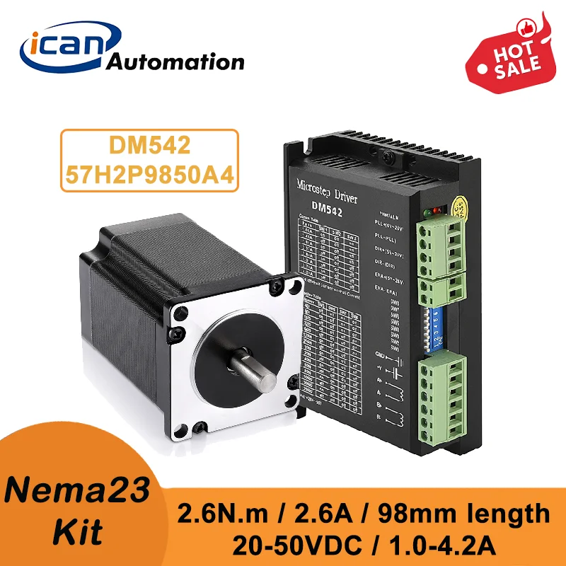 

ICAN 57 Stepper Motor 2.6Nm 4.5A 20-50VDC Driver DM542 For Laser