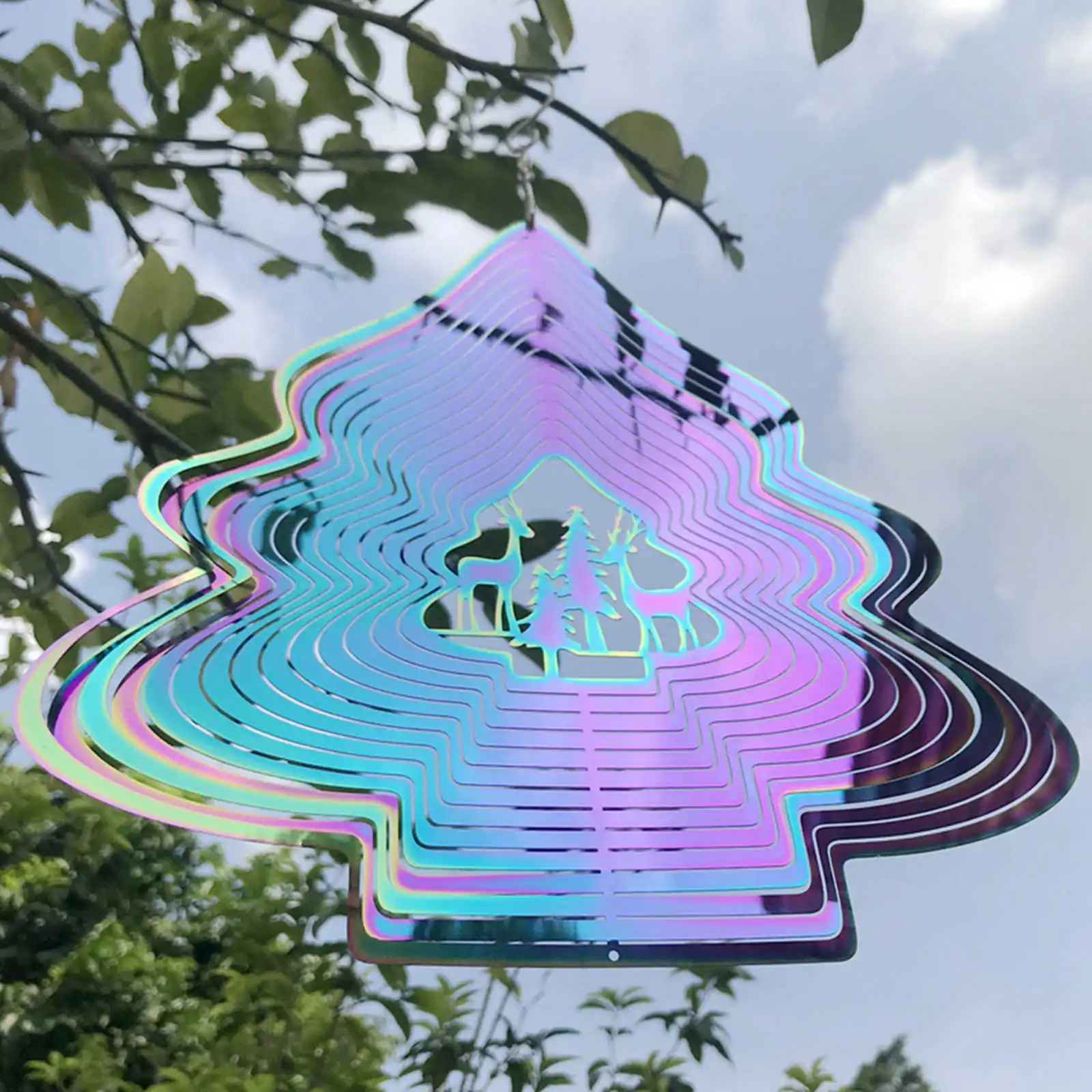 

3d-ветряная Колокольчик в форме дерева, украшение из нержавеющей стали в форме дерева, подвесной Спиннер, подарок для сада, дома, двора