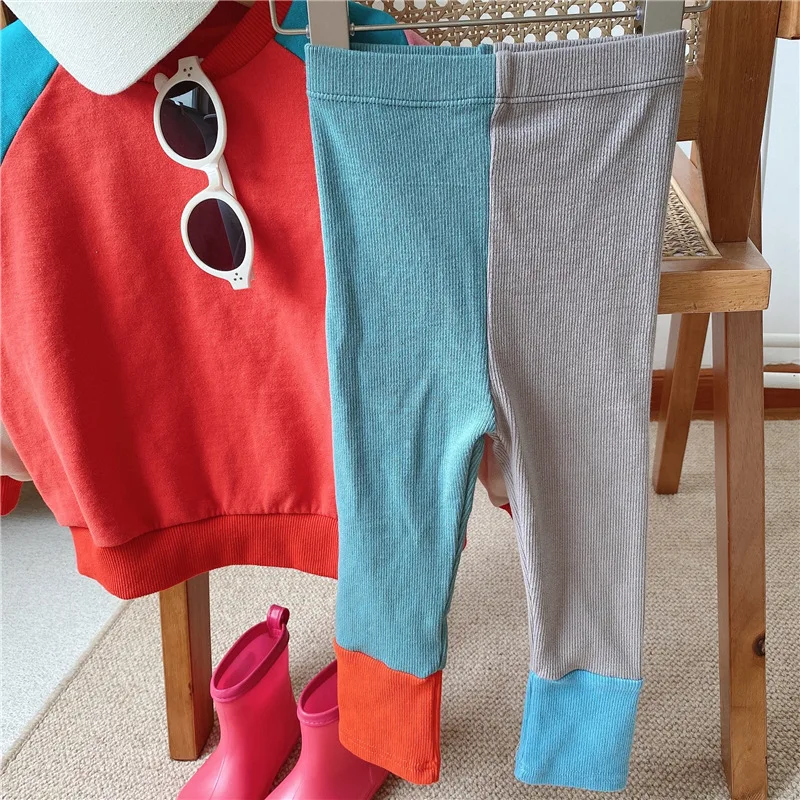 

Pants Ankle Length Elastic Waist Skinny Patchwork Cotton New Fashion Comfortable Cute Lovely Simple Spring Auutmn Children Girls