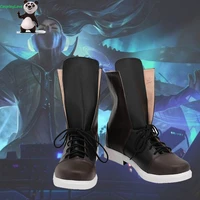 cosplaylove lol game true damage yasuo black cosplay shoes cosplay long boots leather custom made