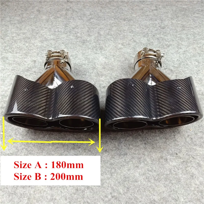 1 пара глянцевые насадки на выхлопные трубы из углеродного волокна + нержавеющая