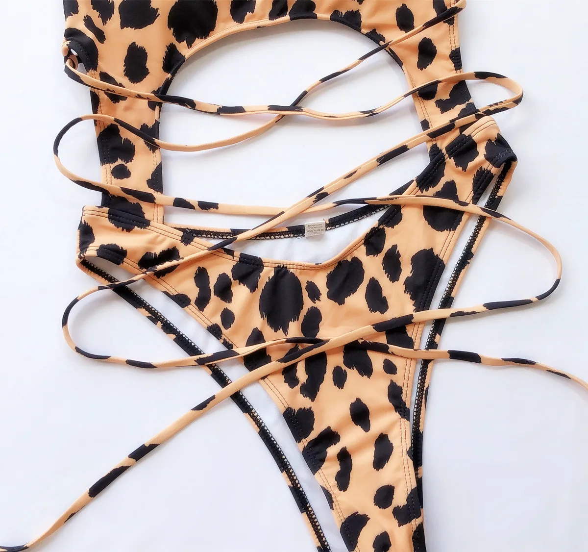 

Leopard Print Swimsuit One-Piece Suits Sexy High Cut Out Swimming Suit for Women Rope Backless Monokini String Maillot De Bain