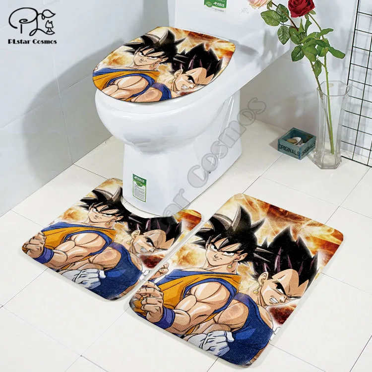 anime 3d printed bathroom pedestal rug lid toilet cover bath mat set drop shipping free global shipping