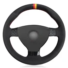 Чехлы рулевого колеса автомобиля ручная работа, мягкая черная натуральная кожа, замша для Volkswagen VW EOS MK5 2005 2006 2008