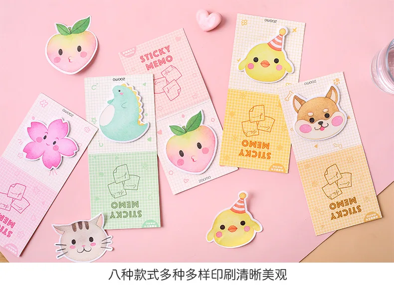 Kawaii Fat Doodle серии кошка персик динозавр N Times Набор стикеров для заметок страница Флаг Закладка Школа Офис Канцелярские Принадлежности