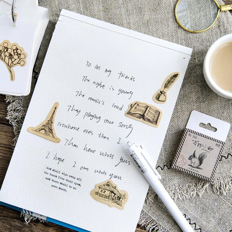 45 шт./кор. Винтаж животных Стикеры белка сова листья фото альбом декор дневник