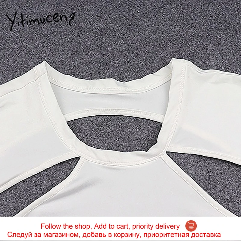 

Yitimuceng Woman Tshirts White Short Sleeve Summer Plus Size Tops for Women 2021 Hollow Out O-Neck Sexy Crop Top Fashion New