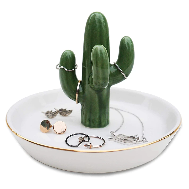Кактус кольцо держатель Башня Серьги безделушка ЛОТОК блюдо керамические
