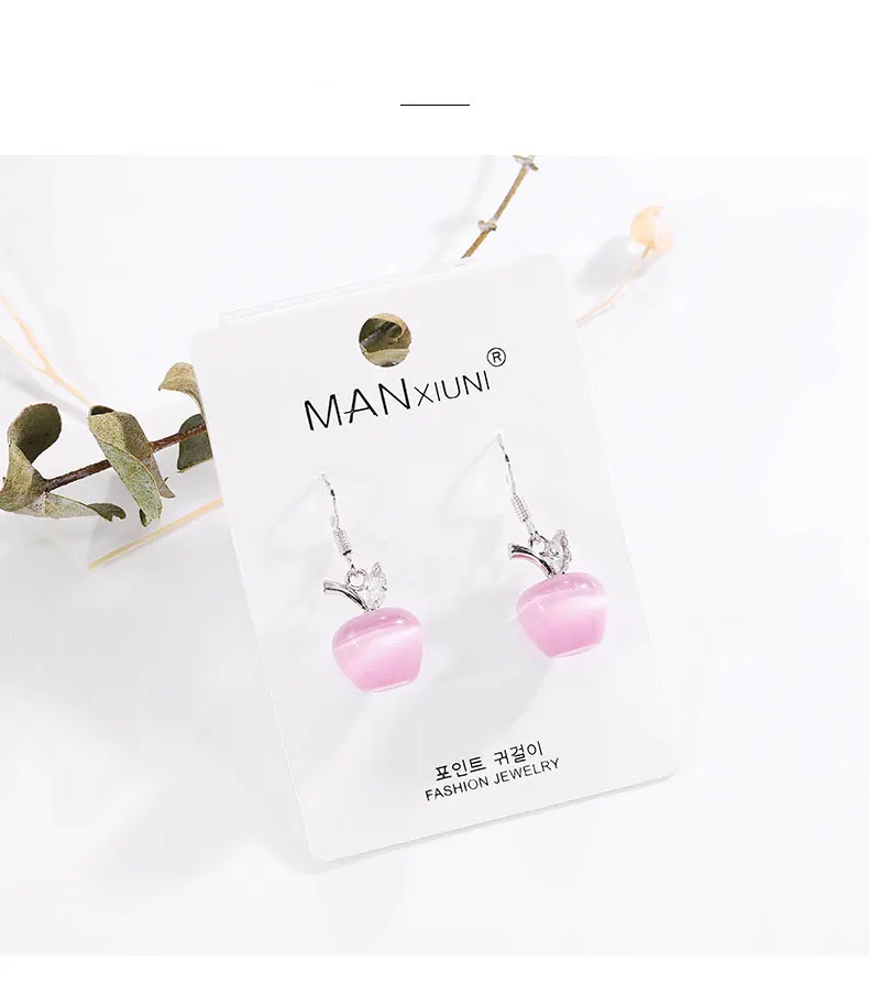 Fashion Boutique Cat Eye Apple Earrings for Women Accessories Crystal Jewelry Hot Lovely pendientes mujer moda Gift