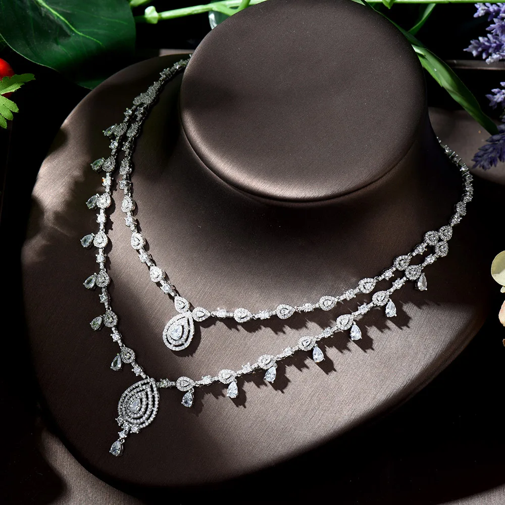 Hiневесты роскошные свадебные ювелирные наборы AAA CZ Классический дизайн для