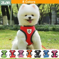 2021 breathable dog harness and leash safety nylon reflective mesh puppy dogs chest strap collar for small medium dog cats vest