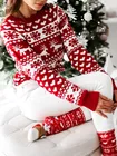 Женский зимний свитер с принтом Санта Клауса, вязаный пуловер с длинным рукавом и круглым вырезом, свитеры, топ, женский джемпер, одежда